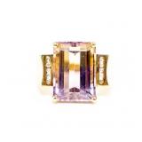 Jewelry 10kt Gold Ametrine & Diamond Ring