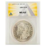 Coin 1897-S Morgan Silver Dollar-ANACS-MS62