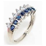 Jewelry Sterling Sapphire & Topaz Ring