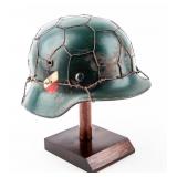 German M40 With Chicken Wire Bale And Two Emblems