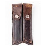 P08 Luger Double Magazine Pouch Brown Leather