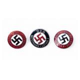 Lot Of 3 German WWII Nazi Party Pins