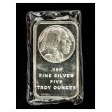 Coin 5 Troy Ounces .999 Fine Silver Bar