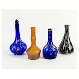 Antique Lot of 4 Barber Bottles  Decorative Glass
