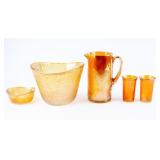 Mixed Lot of 5 Vintage MCM Marigold Carnival Glass