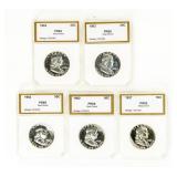 Coin (5) Franklin Half Dollars PCI Proof