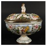 Vintage Italian Capodimonte Lidded Pedestal Dish