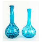 Antique Lot of 2 Barber Bottles  Aquamarine