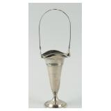 Vintage Sterling Silver Basket Vase w/ Handle