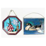 Décor Lot of 2 Stained-Glass Window Panes