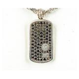 Jewelry Sterling Black Diamond "Dog Tag" Necklace