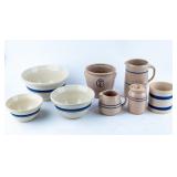 Vintage Lot of 8 Stoneware / Pottery with Blue