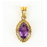 Jewelry 14kt Yellow Gold Amethyst Pendant