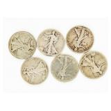 Coin (6) Semi-Key Walking Liberty Half Dollars