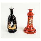 Antique Lot of 2 Barber Bottles  Opaque Glass