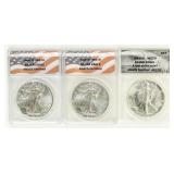 Coin (3)  American Silver Eagles ANACS  MS70
