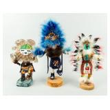 Artwork Lot of 3 Kachinas with Elaborate Regalia