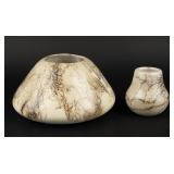 Artwork Lot of 2 Horsehair Pottery PiecesSigned