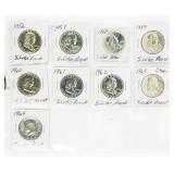 Coin (9) Silver Proof Half Dollars Franklin & More