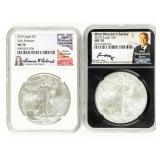 Coin (2) Silver Eagles NGC MS70 Signed!