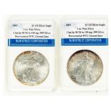 Coin (2)  American Silver Eagles  NTC MS70