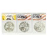 Coin (3)  American Silver Eagles ANACS  Graded