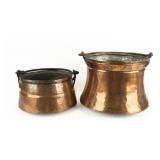 Antique / Vintage Lot of 2 Copper-Plated Cauldrons