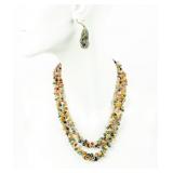Jewelry Beaded Sapphire Necklace & Earrings