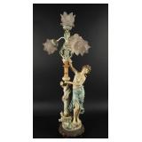 Vintage MCM Art Nouveau-Style Lamp  Signed