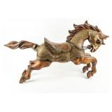 Artwork Wooden Sculpture of Barded Horse