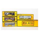 Lot of 4 Rail King Train Engine & Cars NIB