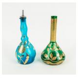 Antique Lot of 2 Barber Bottles  Bohemian Glass