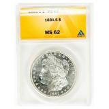 Coin 1881-S Morgan Silver Dollar ANACS MS62