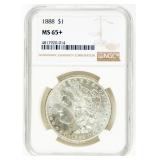 Coin 1888  Morgan Silver Dollar NGC MS65+