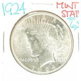 Coin 1924 Peace Silver Dollar Brilliant Unc.