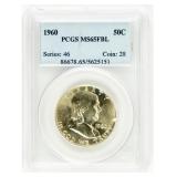 Coin 1960 Franklin Half Dollar PCGS MS65FBL