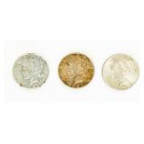 Coin (3)  Peace Silver Dollars 22-D, 24 & 1925