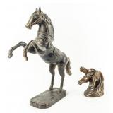 Artwork Lot of 2 Bronze Horse Sculptures