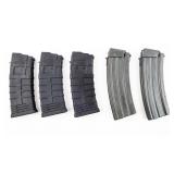 Lot of 5 Galil Magazines 3 Poly 2 Metal for 5.56