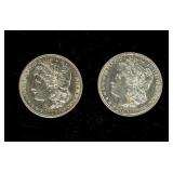 Coin (2) Morgan Silver Dollars 1886 & 1889-O XF