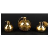 VTG Lot of 3 Gold Crackle Glass Perfume Bottles