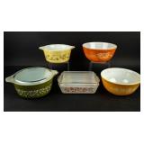 Vintage Mixed Lot of 7 Multi-Colored PYREX