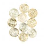 Coin (10) Franklin Half Dollars 90% Silver BU