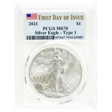Coin 2021 American Silver Eagle PCGS MS70