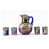 Vintage Bohemian Fenton Pitcher & Tumbler Set of 5