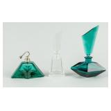 Lot of 3 Transparent Glass Perfume Bottles