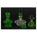 Lot of 4 Perfume Bottles in Shades of Green