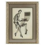 Artwork MCM Vintage Hosiery IllustrationSigned