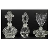 Lot of 3 Perfume Bottles with "Fan" Stoppers