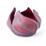 Vintage Swirl Leaf Vase in Mulberry by Van Briggle